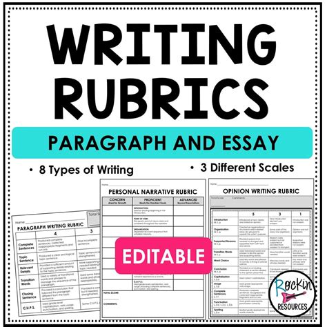 Writing Rubrics for Paragraph and Essay Writing Assignments - Rockin ...