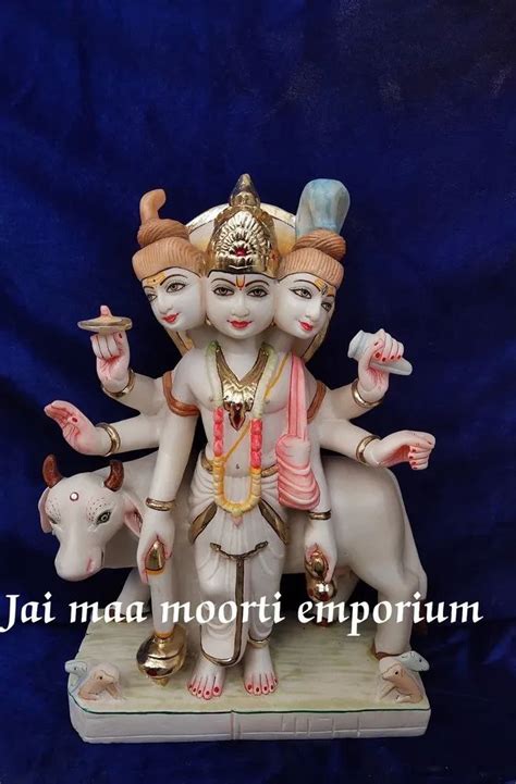 White Painted Marble Dutta Bhagwan Statue For Worship Size To