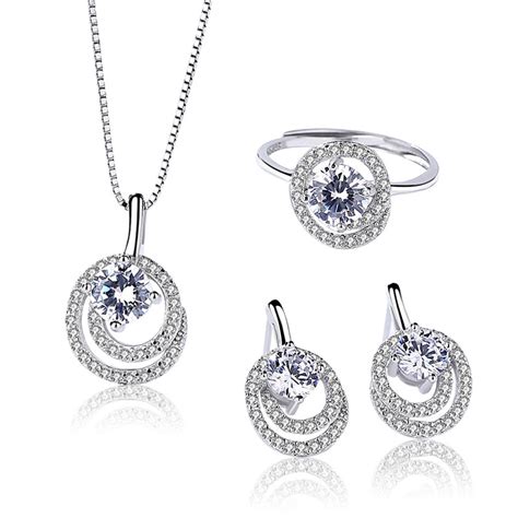 Set Argint Elegant Colier Cercei Si Inel Zirconiu Accessories For You