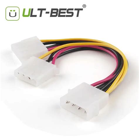 ULT Best 6PCS Molex 4 Pin Cable Male To Molex 4pin Female X2 Power