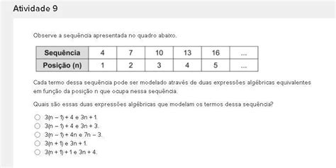 Observe A Sequência Apresentada No Quadro Abaixo Cada Termo Dessa