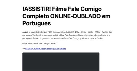 ASSISTIR Filme Fale Comigo Completo ONLINE DUBLADO Em Portugues