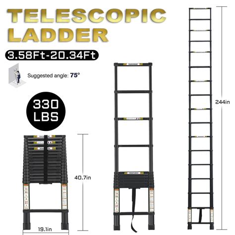 Telescopic Ladder Ft Rikade Aluminum Telescoping Ladder With Non