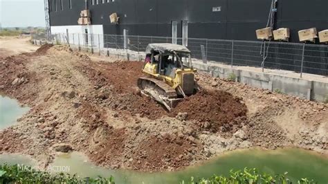 Nice Incredible Bulldozer Push Solid Build New Road On Water With Wheel