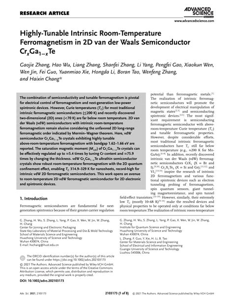 Pdf Highlytunable Intrinsic Roomtemperature Ferromagnetism In D