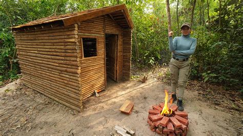 Building Complete Survival Log Cabin Shelter Youtube