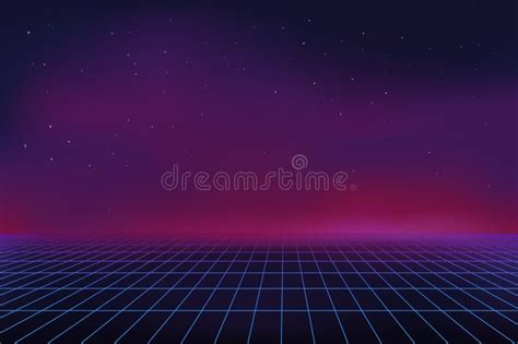 Retro Game Background Digital Waves Abstract Future Landscape D