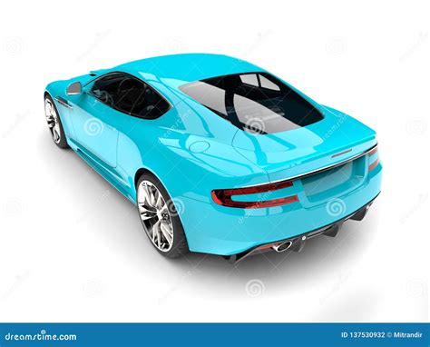 Baby Blue Modern Luxury Sports Car Rear View Stock Illustration