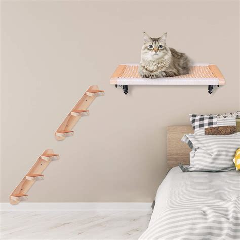 Buy Purife Wood Cat Wall Ladder Wall Steps Handcrafted Cat Wall