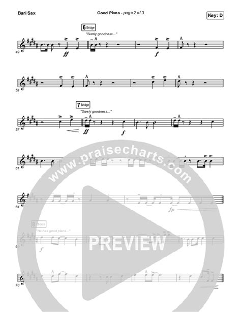 Good Plans Bari Sax Sheet Music PDF Red Rocks Worship PraiseCharts