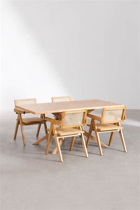 Conjunto de Mesa de Jantar Redonda em MDF Ø140 cm Pleven e 4 Cadeiras