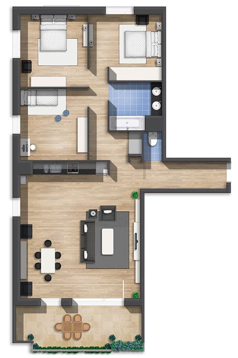 Floor plan rendering on Behance