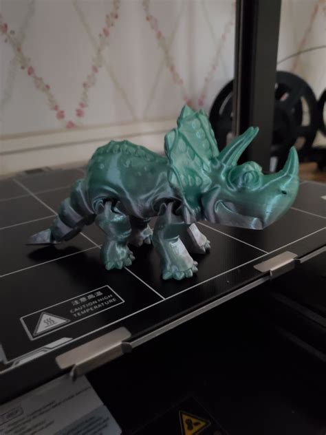 3D Printed Flexi Print In Place Triceratops Made With Anycubic Vyper