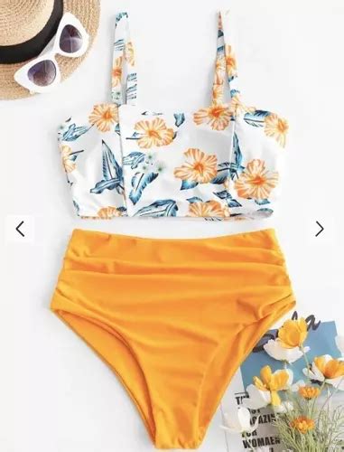 Zaful Bañador Bikini Tankini De Corte Alto Con Estampado Envío gratis