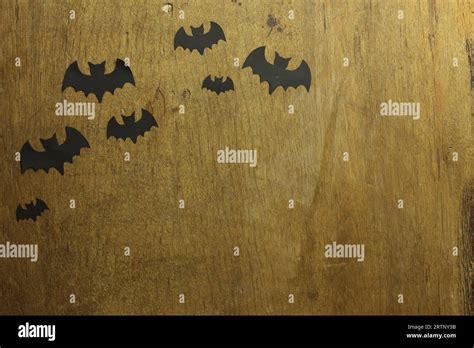 halloween background with black paper bats Stock Photo - Alamy