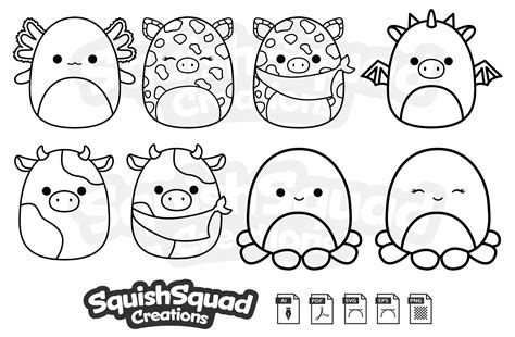 Cute Squishmallows Silhouettes Bundle Svg Files Eps Ai Png Etsy Denmark