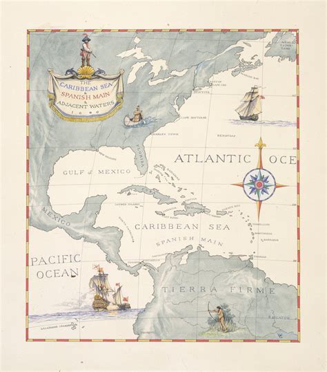 The Caribbean Sea, Spanish Main, Adjacent Waters Chart of 1690. - Etsy