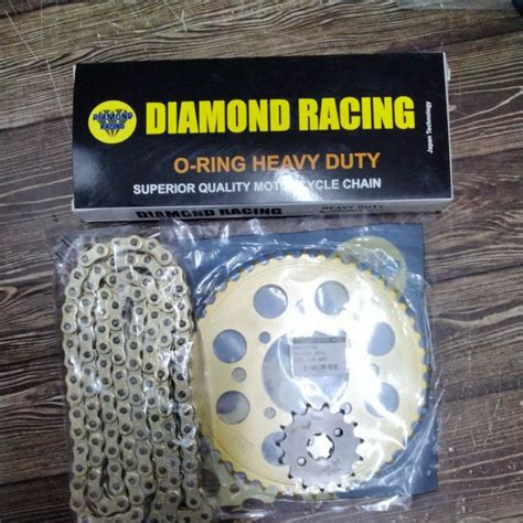 Sprocket Set 428 SYM Vf3i 185 DIAMOND SPROCKET RKm DRC Gold Chain