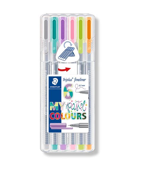 Staedtler Triplus Fineliner Pens 6 Assorted Pastel Colours The