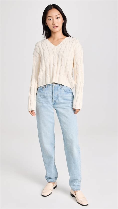 Madewell Cable Knit V Neck Crop Sweater Shopbop