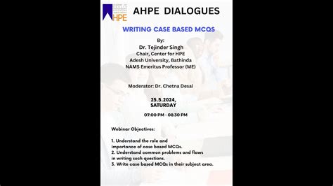 AHPE Dialogues Writing Scenario Based MCQs Dr Tejinder Singh YouTube