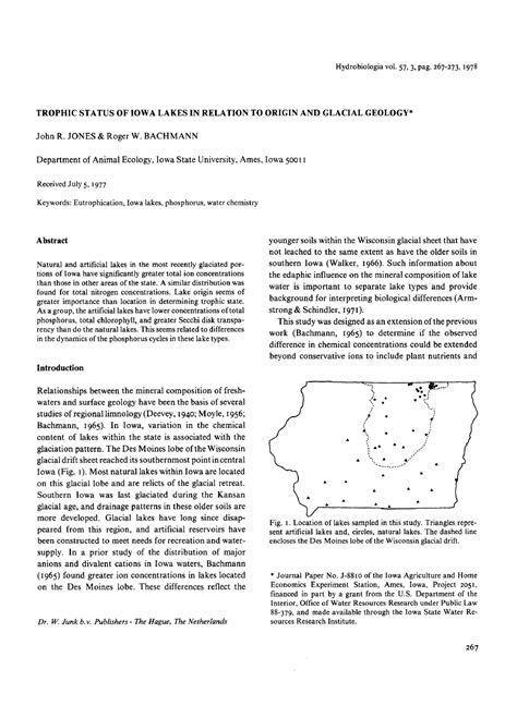 Trophic status of Iowa Lakes in relation - Hydrobiologiavol. 57,3, pag