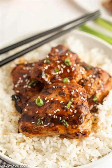 Grilled Sticky Chicken Thighs Grillonadime