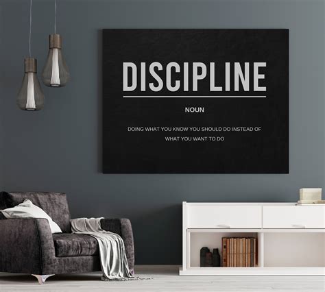 Discipline Motivational Quote Canvas Wall Art For Office Home Etsy