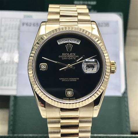 Rolex Day Date 118238 Soild 18k Gold Onyx Diamond Dial Full Set Box And