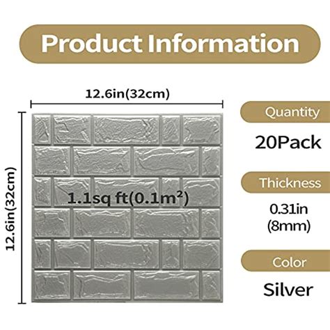 Wadile 3d Brick Peel And Stick Wallpaper 20 Pcs 3d Brick Wall Panels Self Adhesive Waterproof