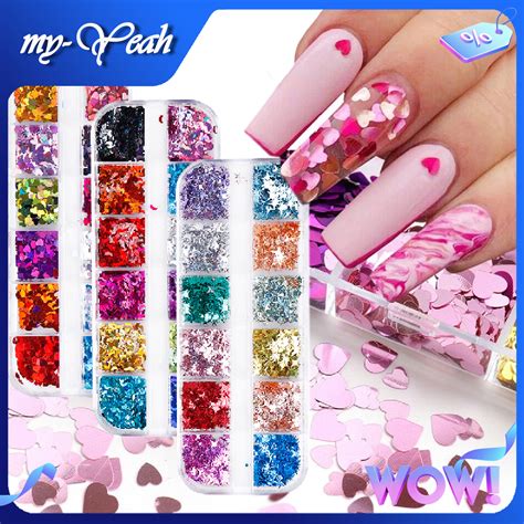 12 Grids Box Nail Art Butterfly Sequins Creative Holographic Glitter