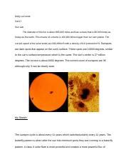 Sun Lab Docx Molly LeComte 5 4 17 Sun Lab The Diameter Of The Fun Is