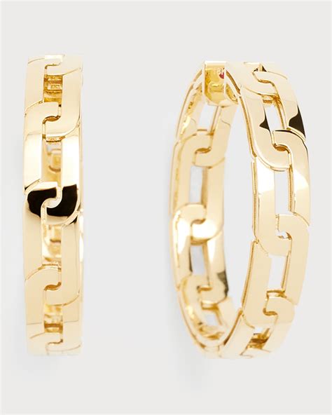 Roberto Coin 18k Yellow Gold Navarra Hoop Earrings 25mm Neiman Marcus