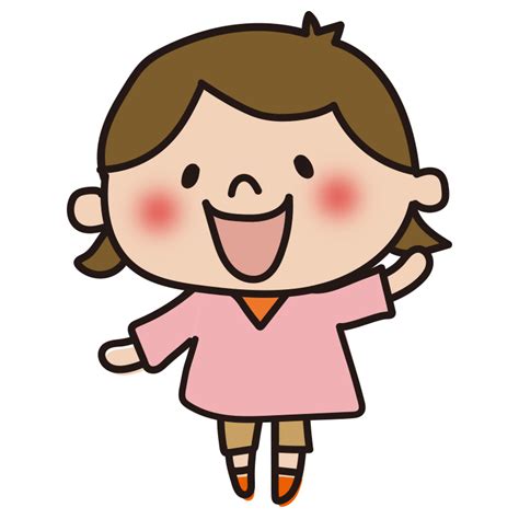 手を上げる子供（女の子1）の無料 フリー イラスト かわいい手描きの無料素材「てがきっず」保育園・小学校・介護施設にぴったりのフリー素材イラスト