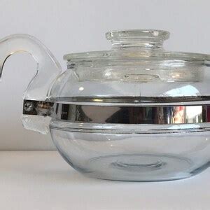 Vintage Pyrex Glass Flameware Clear Glass 6 Cup Teapot 8446 Retro