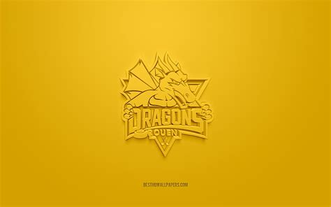 Dragons De Rouen Logo Creativo 3d Amarillo Emblema 3d Equipo