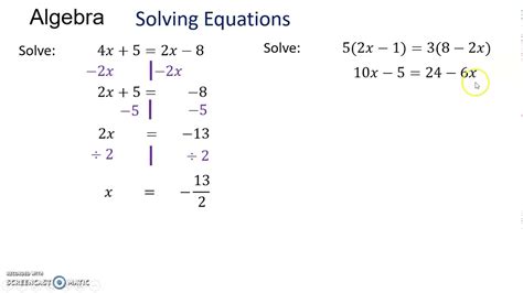 Algebra Lesson 2 Solving Equations With Unknowns On Both Sides Youtube