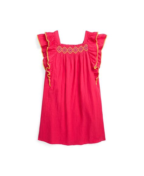 Polo Ralph Lauren Big Girls Ruffled Smocked Cotton Dress Macys