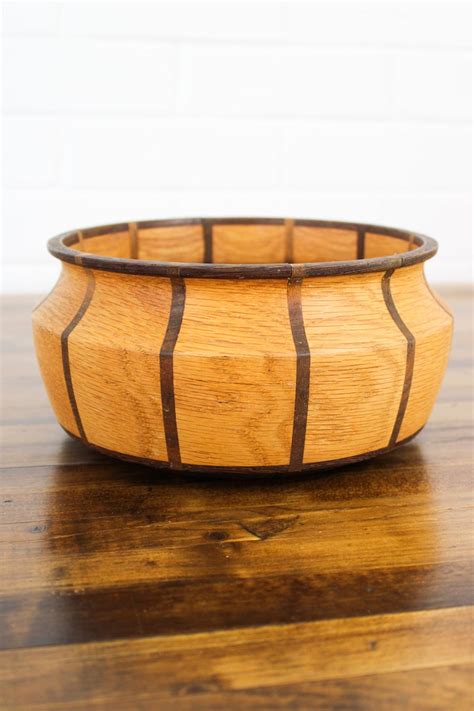 Vintage Handmade Wood Bowl In 2 Shades Of Brown 8 Inches Etsy Wood