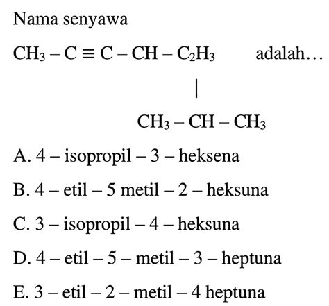 Kumpulan Contoh Soal Struktur Dan Tata Nama Alkana Alkena Dan Alkuna