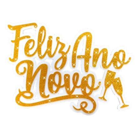 Enfeite Painel Feliz Ano Novo Eva Glitter Dourado 01 Unid Pular E