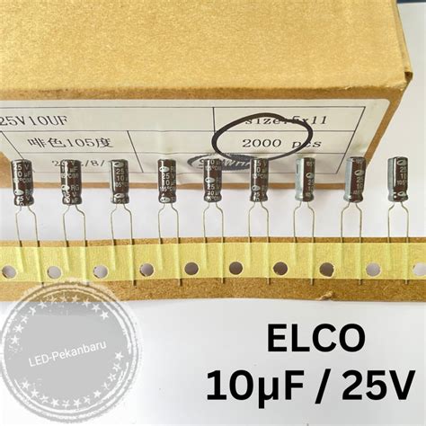 Jual ELCO 10UF 25V 10 UF 25 VOLT CAPASITOR KAPASITOR ELKO Shopee