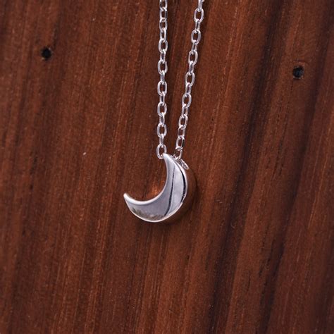 Sterling Silver Tiny Little Crescent Moon Pendant Necklace Etsy Australia