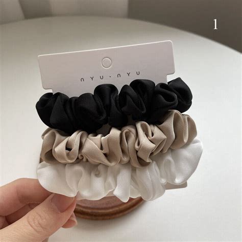 3 Teile Satz Seidige Satin Scrunchies Elastische Haarbänder Haar