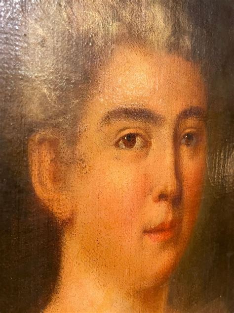 French Artist Portrait Of Noblewoman 18th Century Oil On Canvas