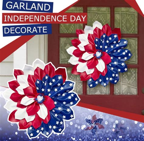 Lingouzi Flower Wreath Front Door Independence Day Decoration American