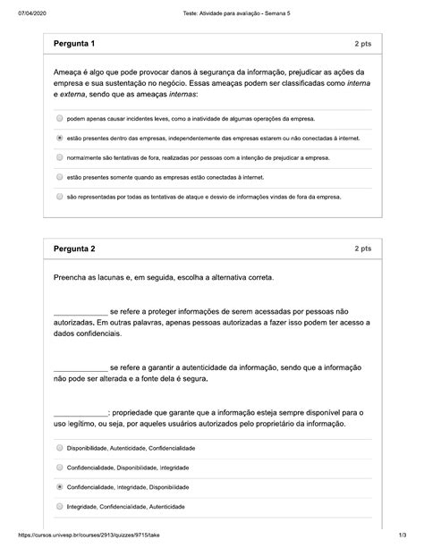 Univesp Sistemas De Informação Atividade Para Avaliação Semana 5