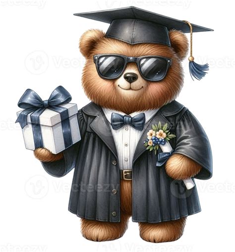 Aigenerated Bear Graduation Gown Bear Holding A T 43253180 Png