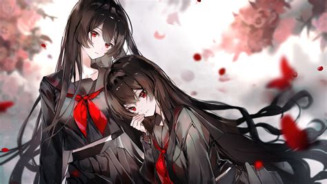 Anime Girl With Long Black Hair And Red Eyes