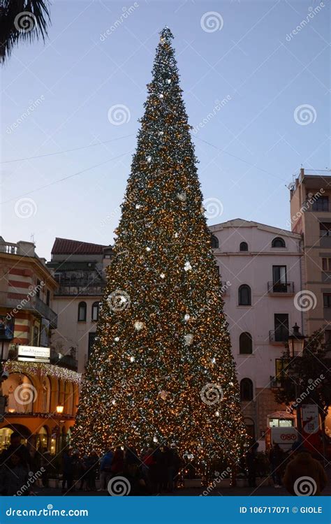 CHRISTMAS TREE LIGHTS, SALERNO, SOUTH ITALY Editorial Photo - Image of ...